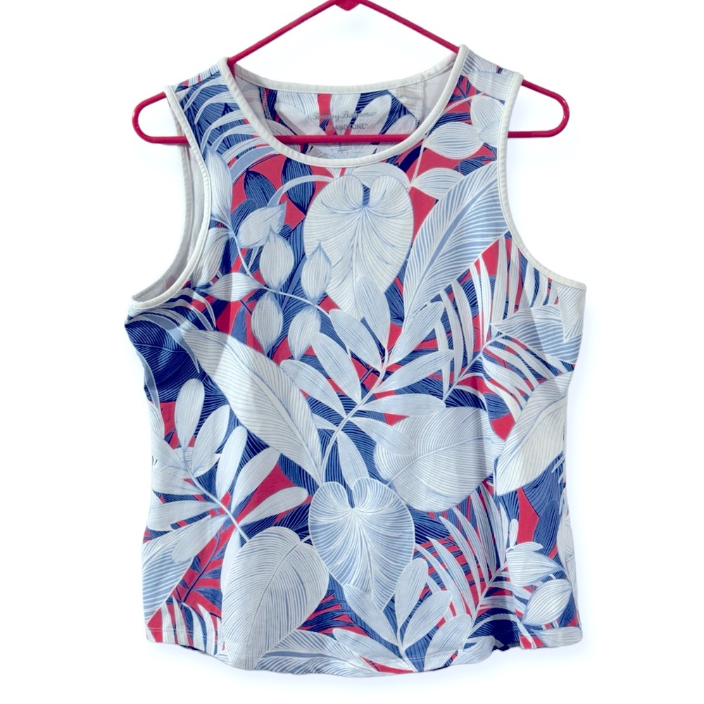 Tommy Bahama Blue and Red Leaf Print Tank Top (352)